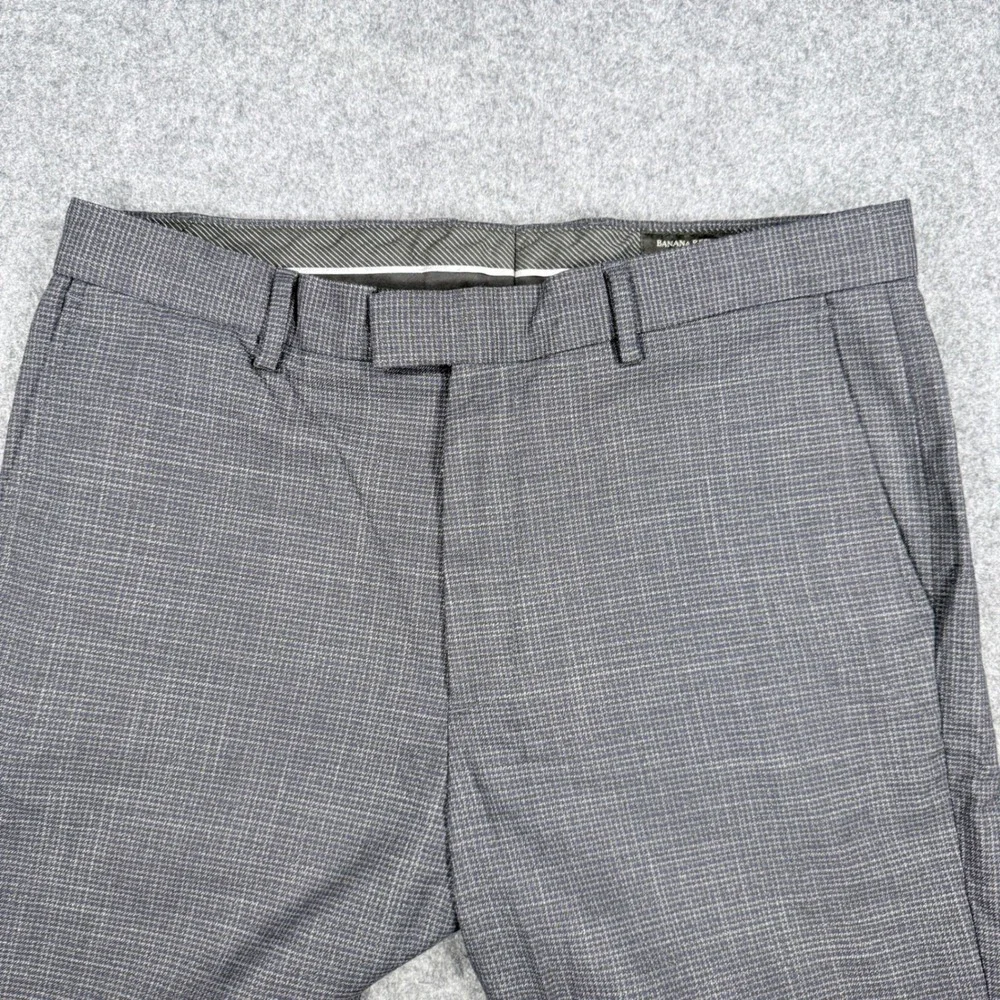 Banana Republic Slim Fit Gray Micro Pattern Dress Pants 34x32 Stretch Trousers